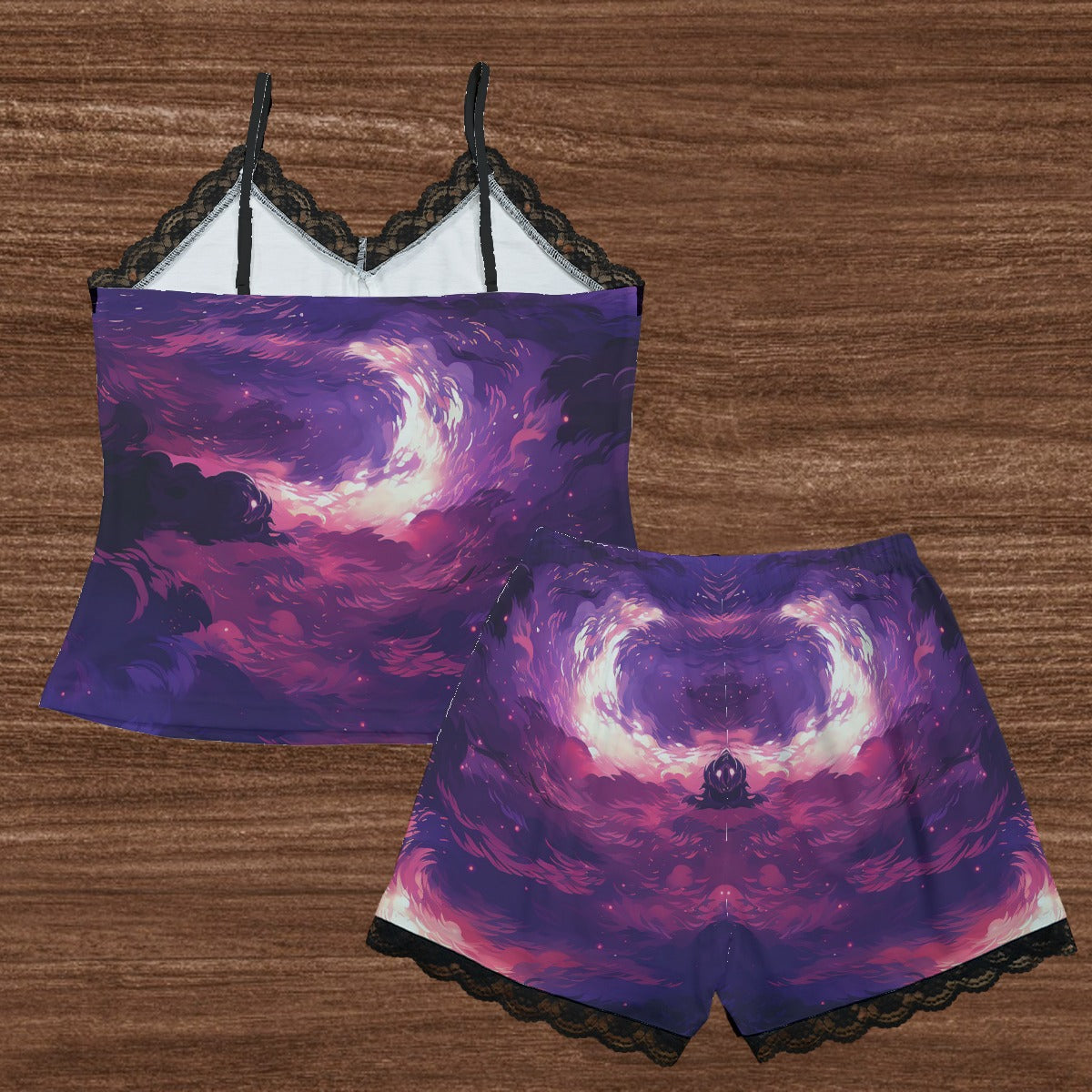 Midnight Dream Cami Home Suit With Lace Edge