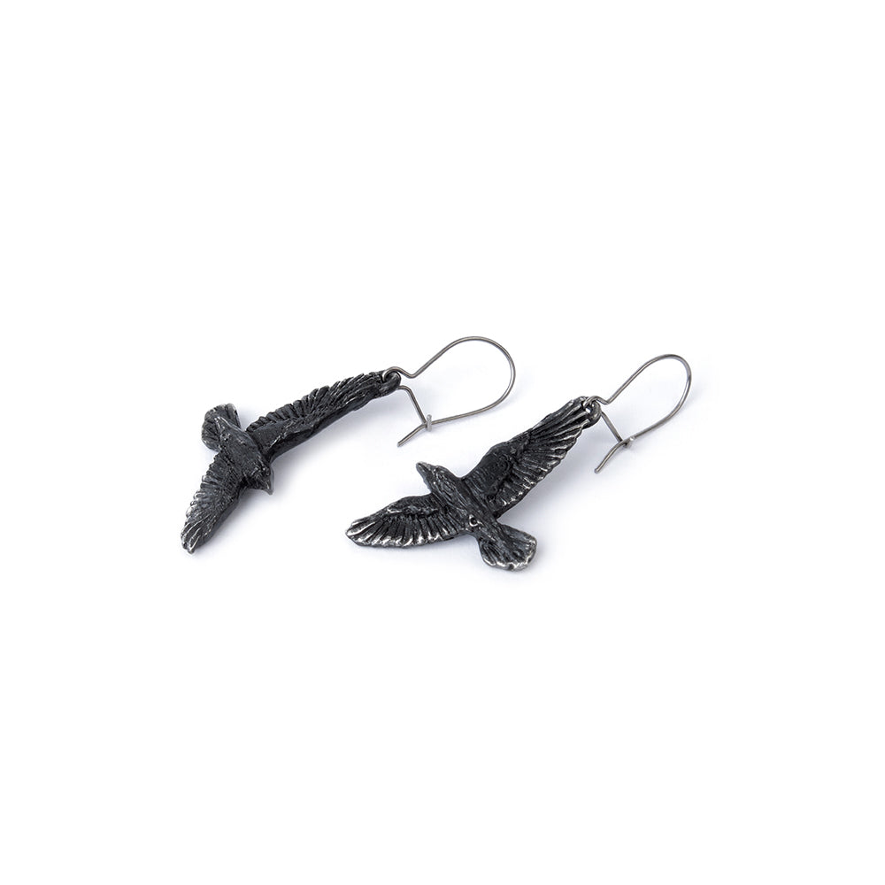 Black Raven Earrings sideview