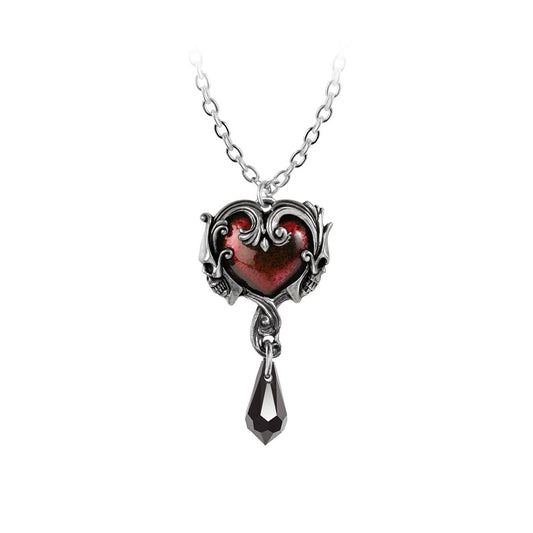 Blood Red Skull Heart Pendant