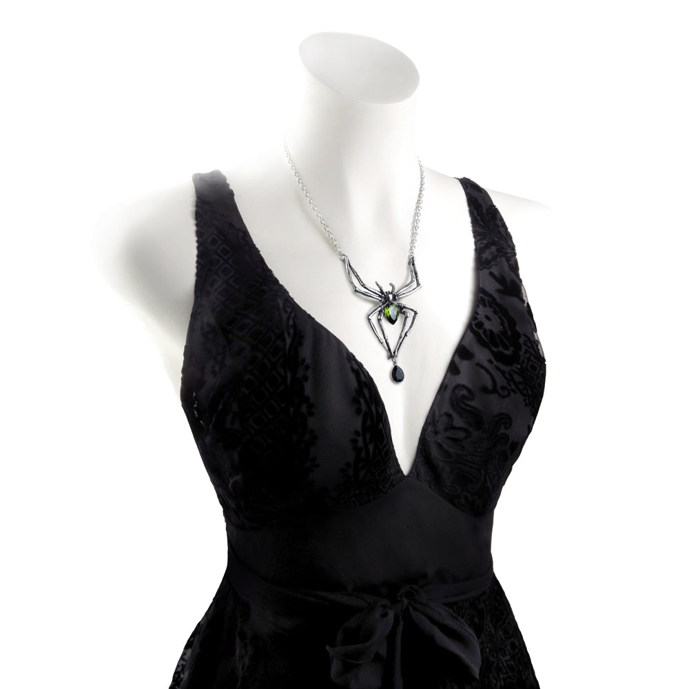 Emerald Spider Pendant on mannequin