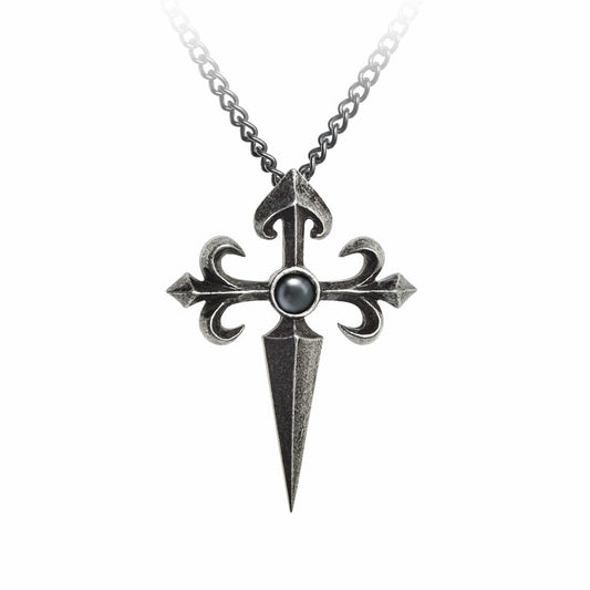Fleur De Lys Cross Pendant close up