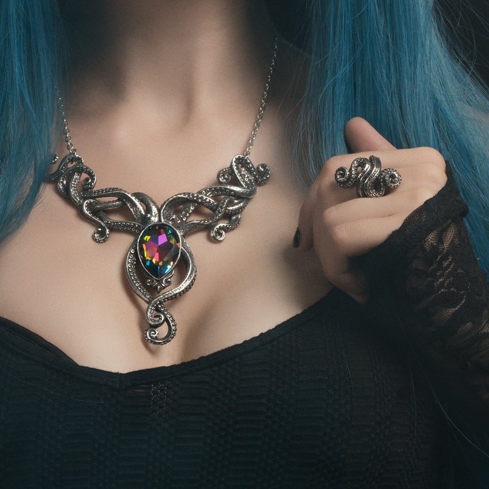Kraken Necklace on a woman
