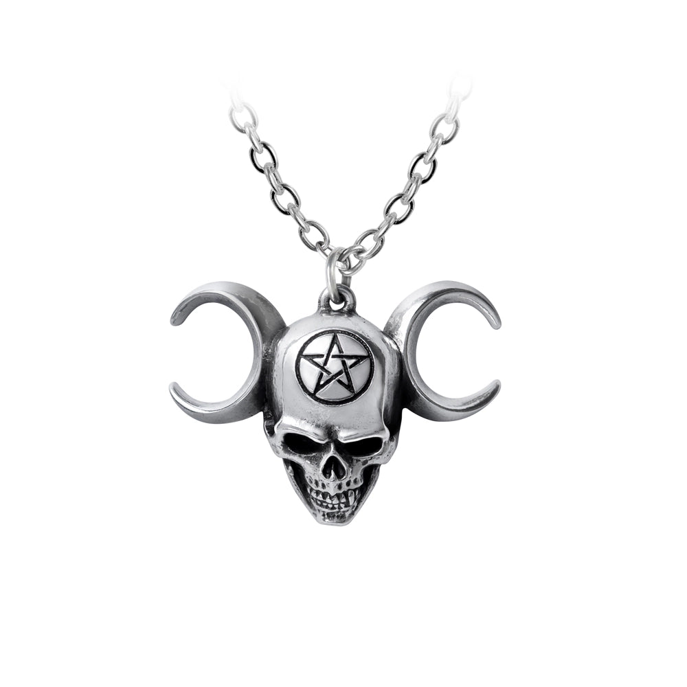 Skull And Crescent Moon Pendant