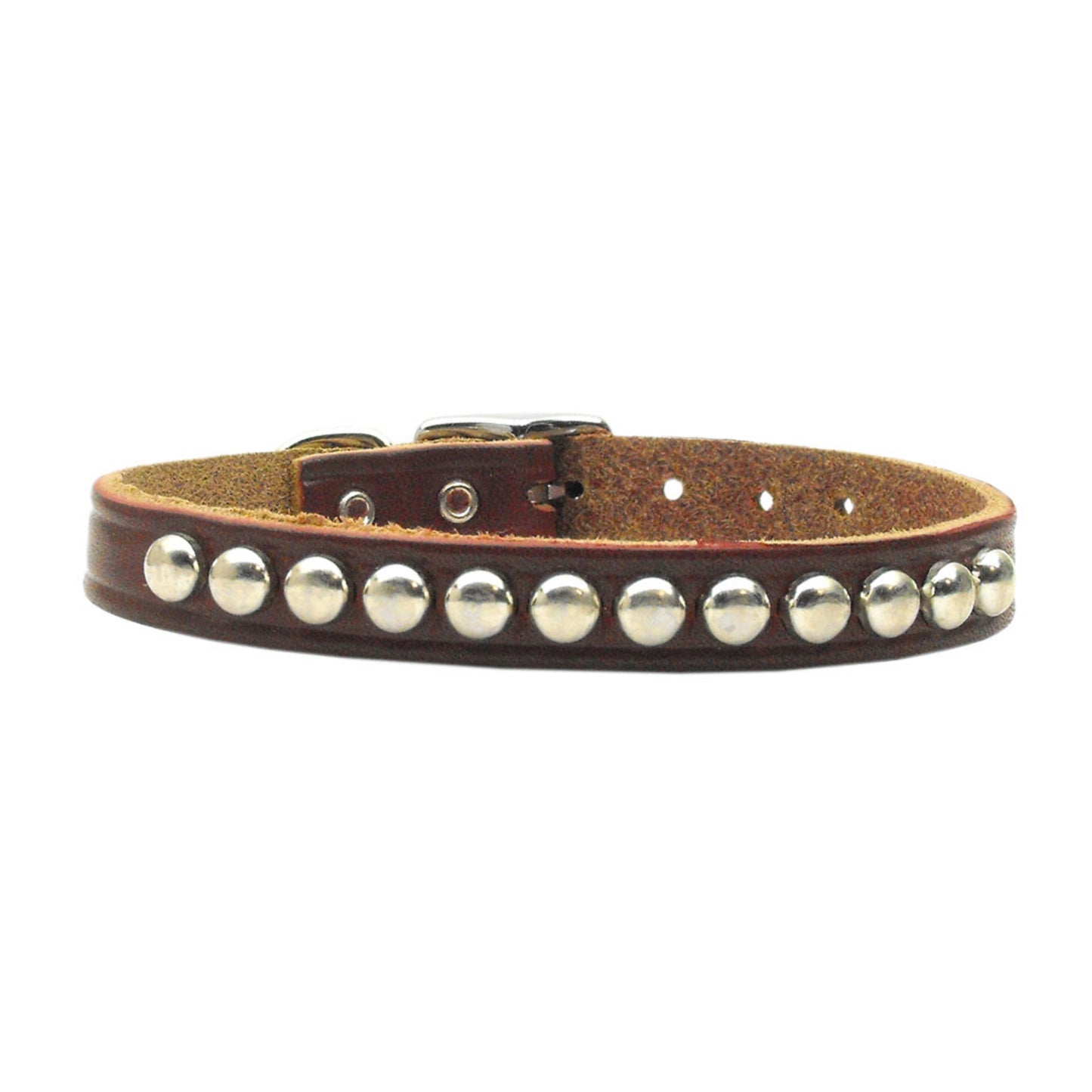 Stud Leather Dog Collar Burgundy