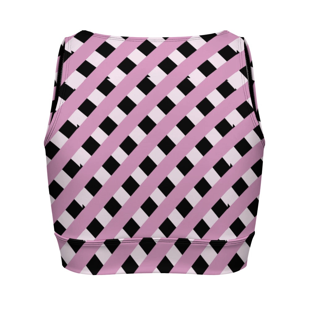 Thatched Pink And Black Yoga Zipper Vest