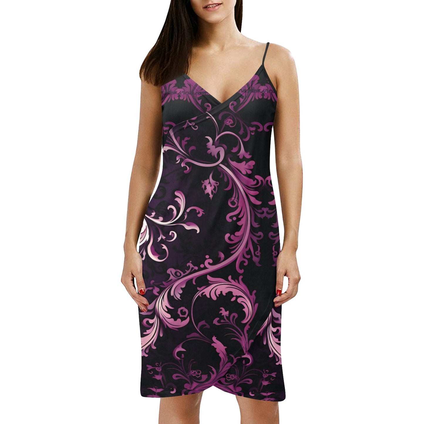 Gothic Purple Spaghetti Strap Backless Beach Dress