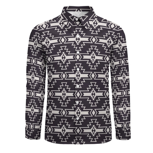 Aztec Design Casual One Pocket Long Sleeve Shirt