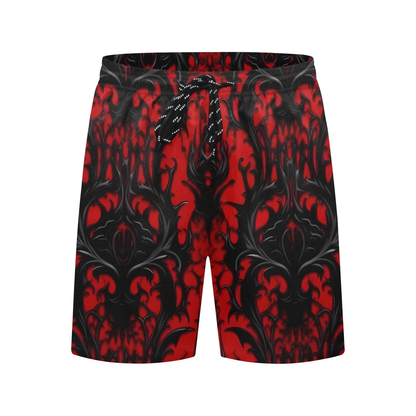 Gothic Red And Black Pattern Beach Shorts