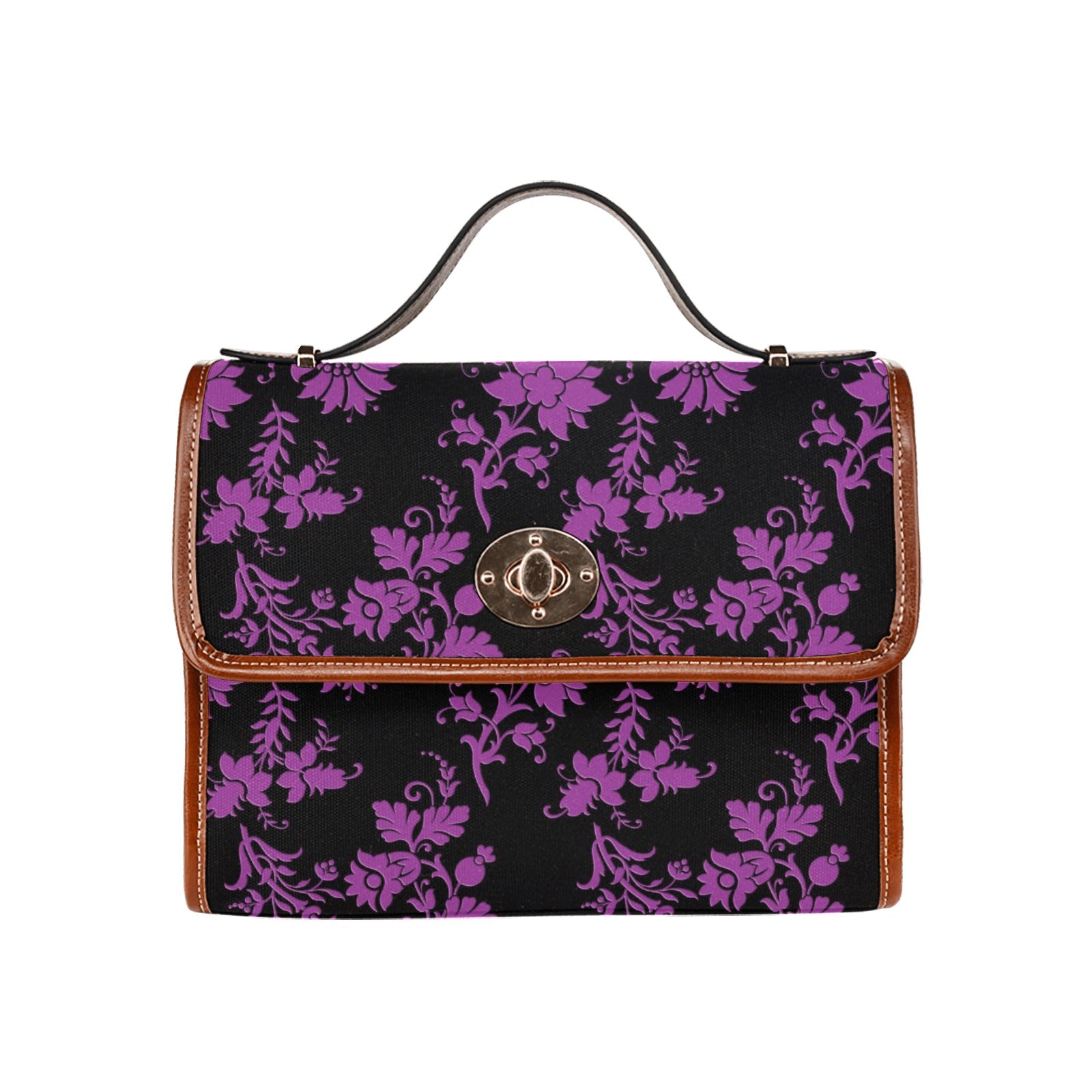 Purple Flowers Waterproof Canvas Bag