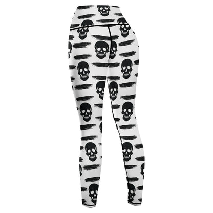 Brushstrokes Skull Design Yoga Pants