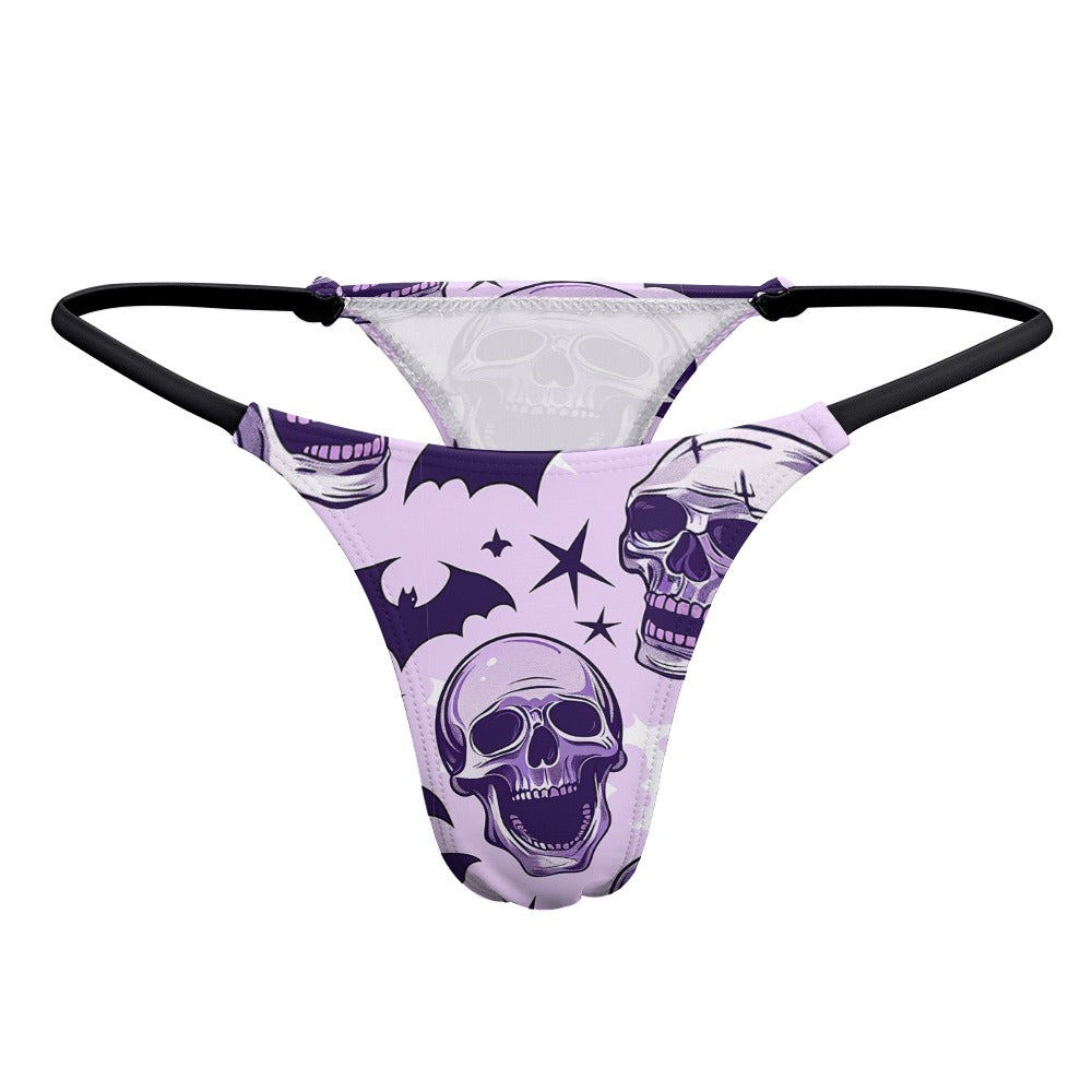 Laughing Purple Skulls Thin Thong