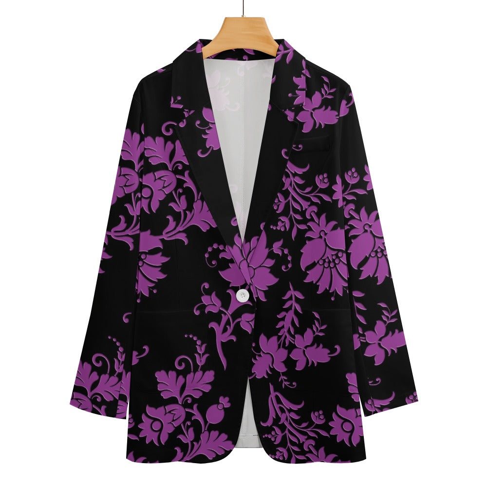 Purple Flowers Casual Suit Jacket