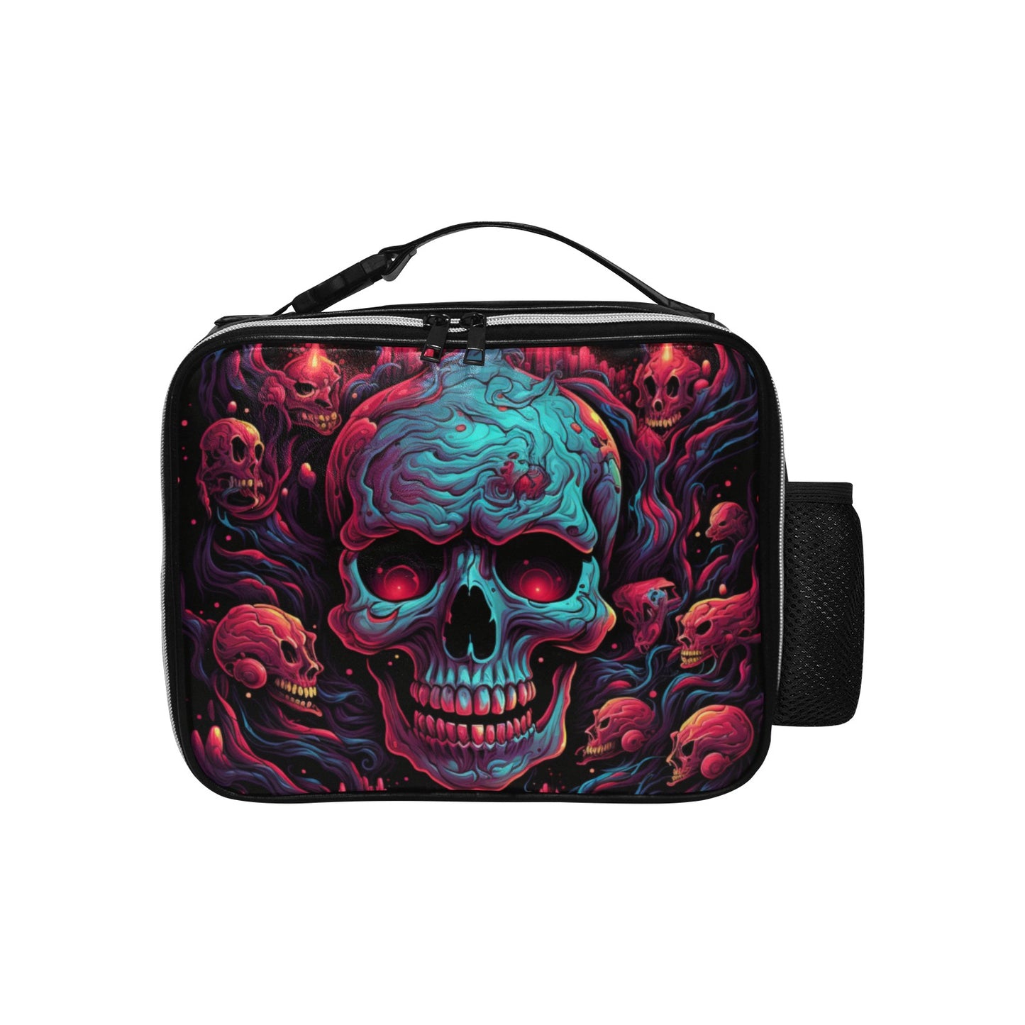 Gothic Blue And Red Skull Lunch Bag