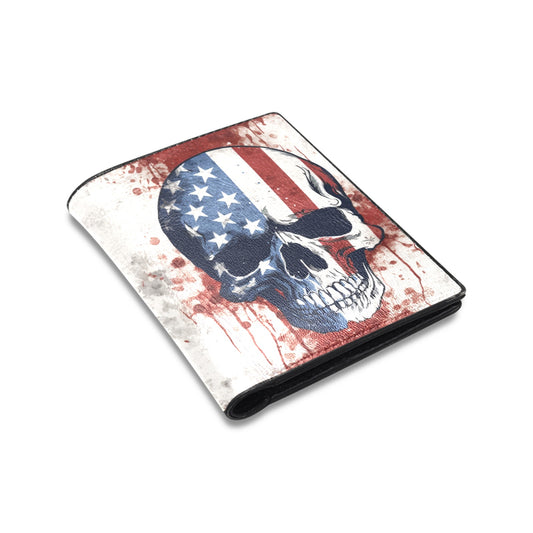 Red White And Blue Skull Leather Wallet