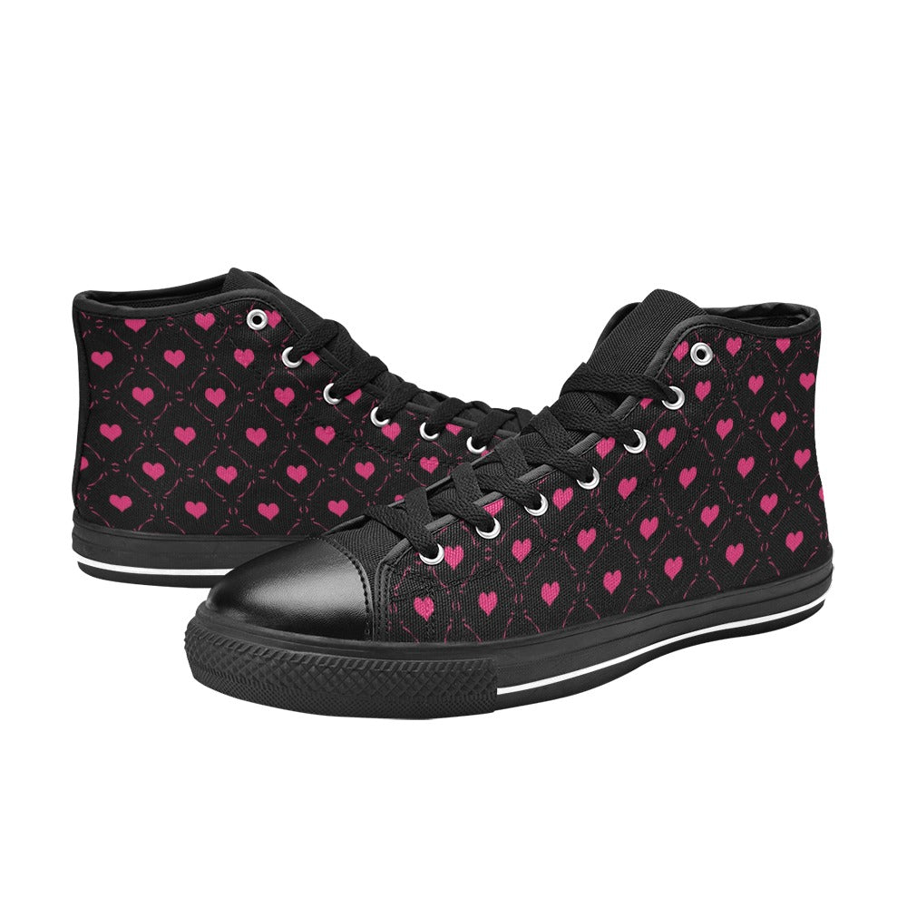 Little Pink Hearts High Top Canvas Shoes