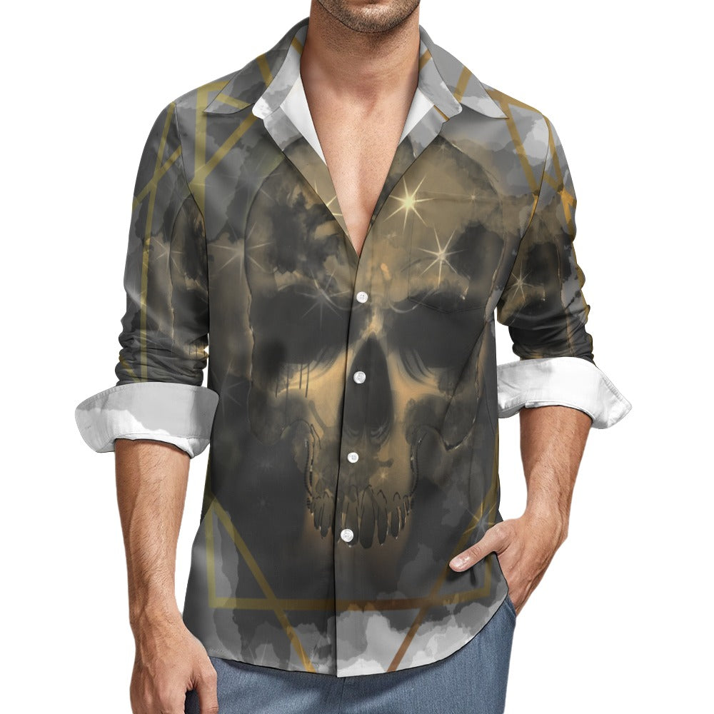 Smokey Skulls Casual One Pocket Long Sleeve Shirt