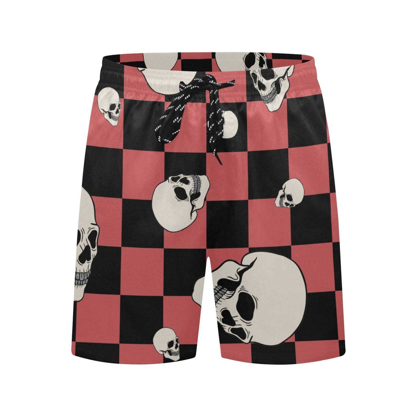 Checkers And Skulls Beach Shorts