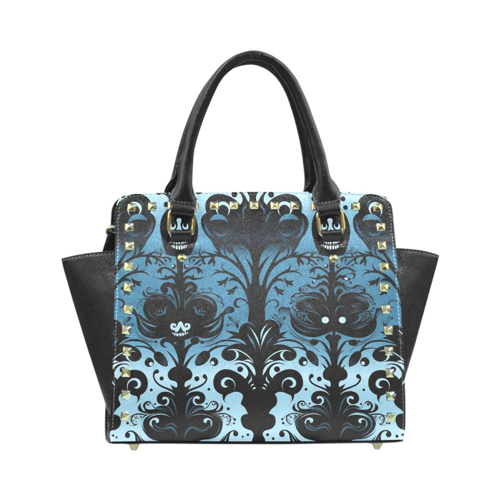 Gothic Blue And Black Rivet Shoulder Handbag