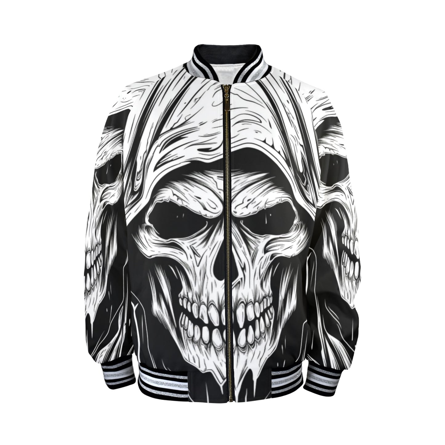 Grim Reaper Striped Trim Bomber Jacket