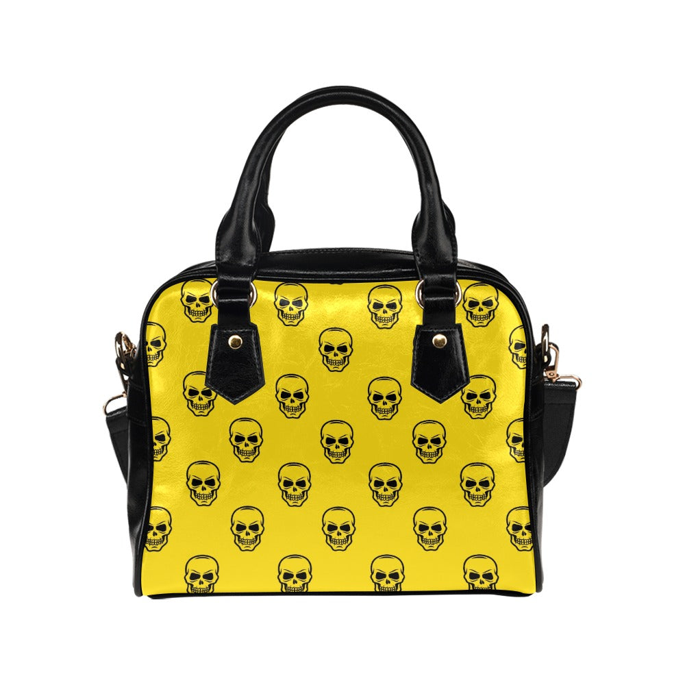 Smiling Skulls Yellow Shoulder Handbag