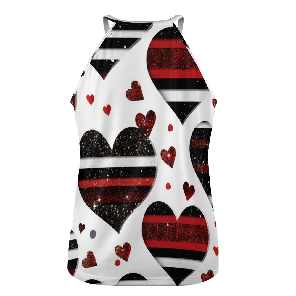 Striped Hearts Crew Neck Vest