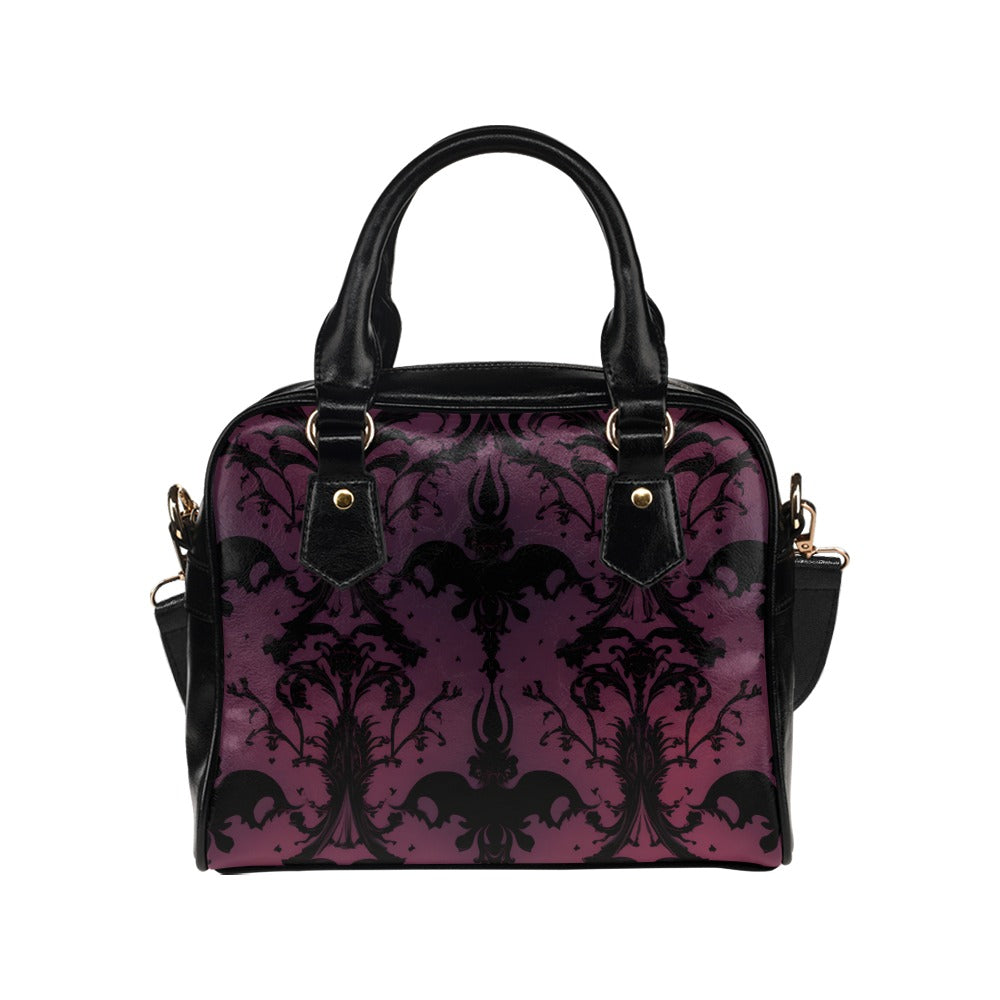 Gothic Purple And Black Patterned Shoulder Handbag