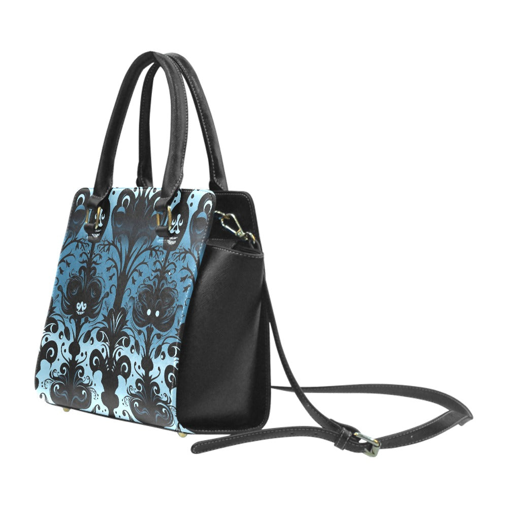 Gothic Blue And Black Rivet Shoulder Handbag