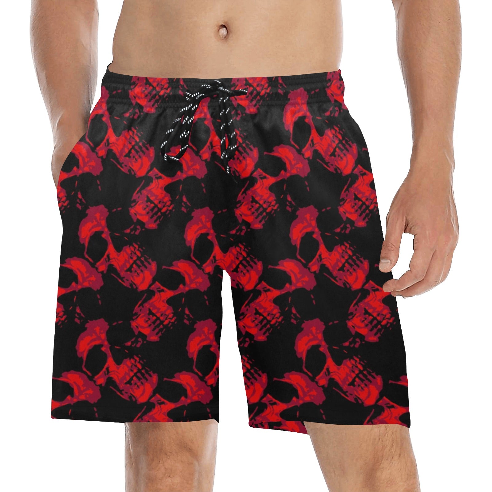 Red Skulls Beach Shorts