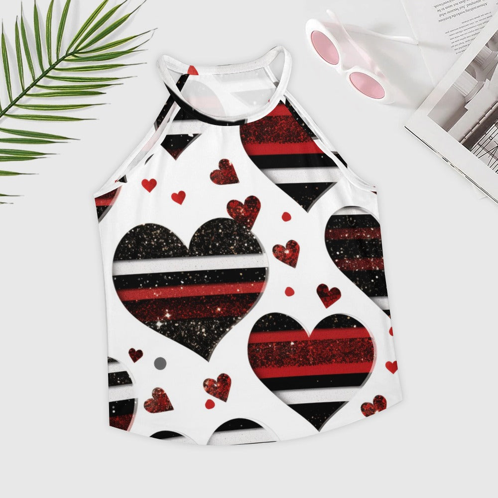 Striped Hearts Crew Neck Vest