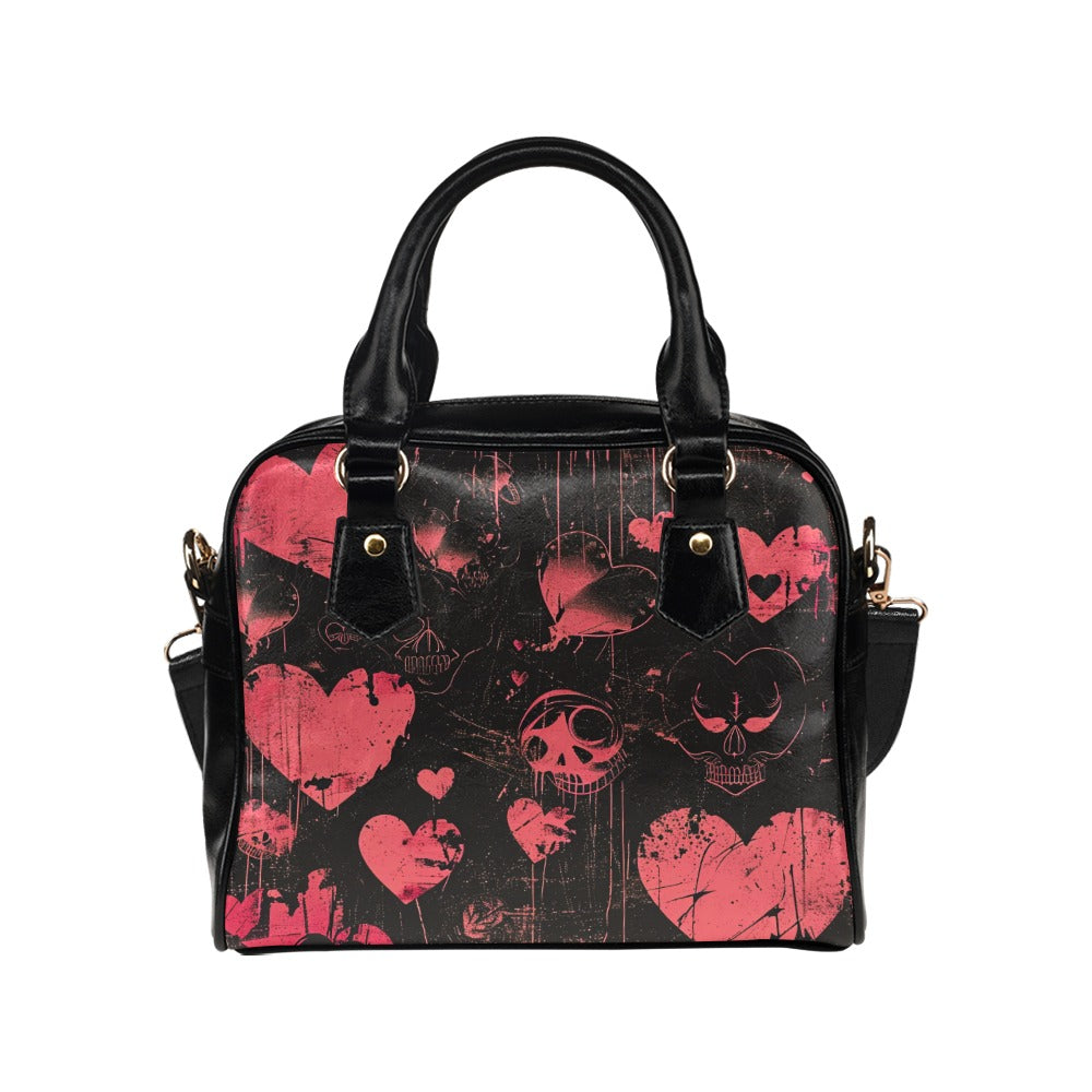 Faded Pink Hearts Shoulder Handbag