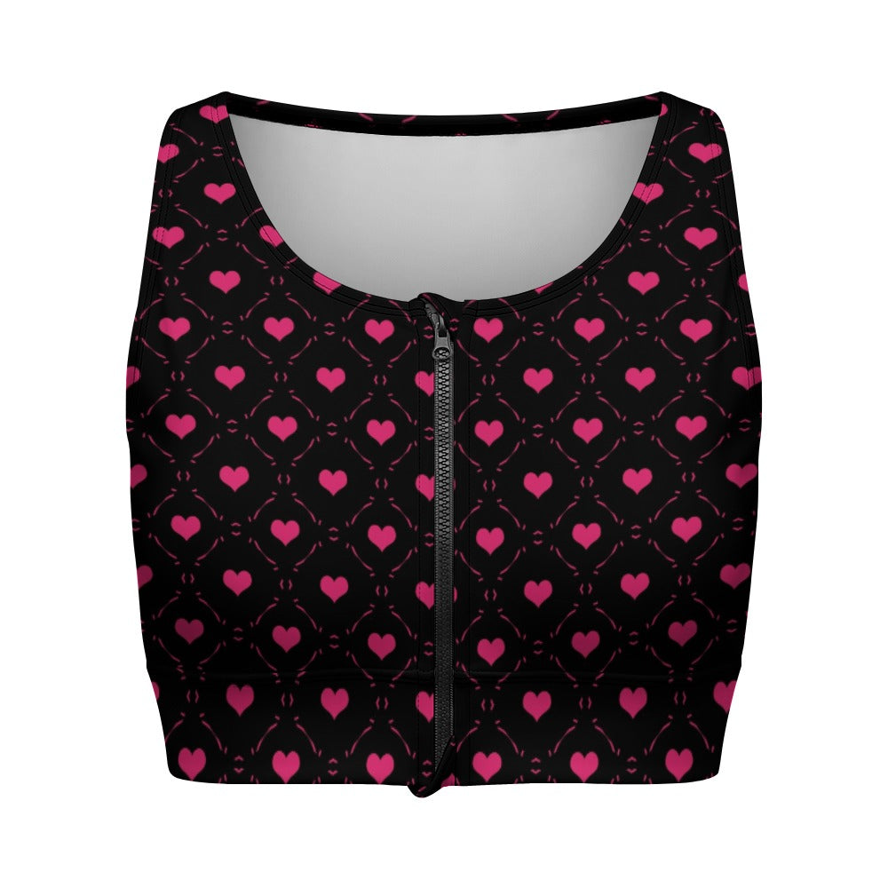 Pink Hearts Yoga Zipper Vest