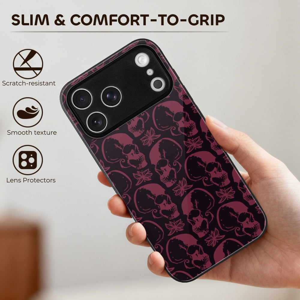 Purple Skulls Apple iPhone 17 Series Glass Phone Case