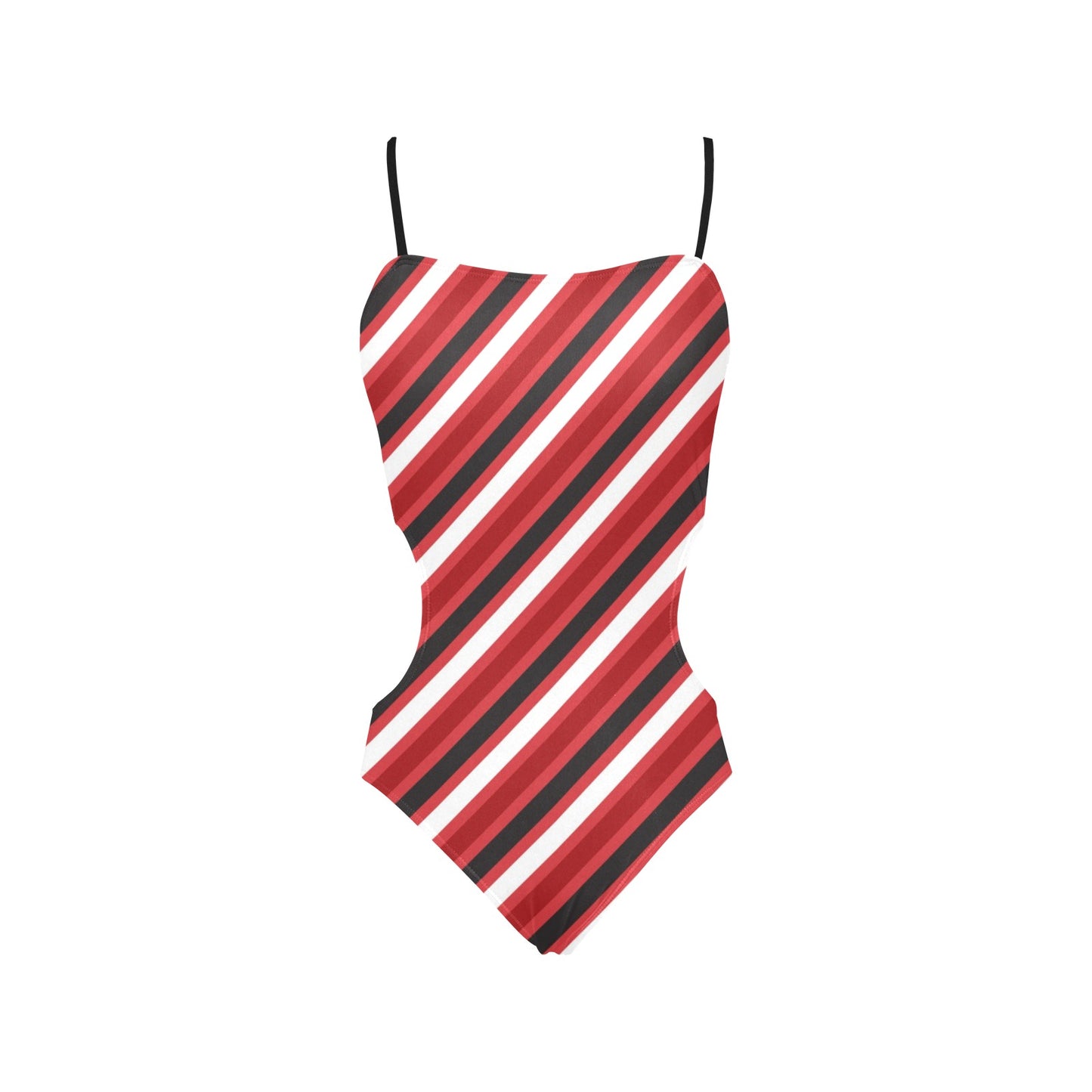 Vintage Stripes Spaghetti Strap Cut Out Sides Swimsuit