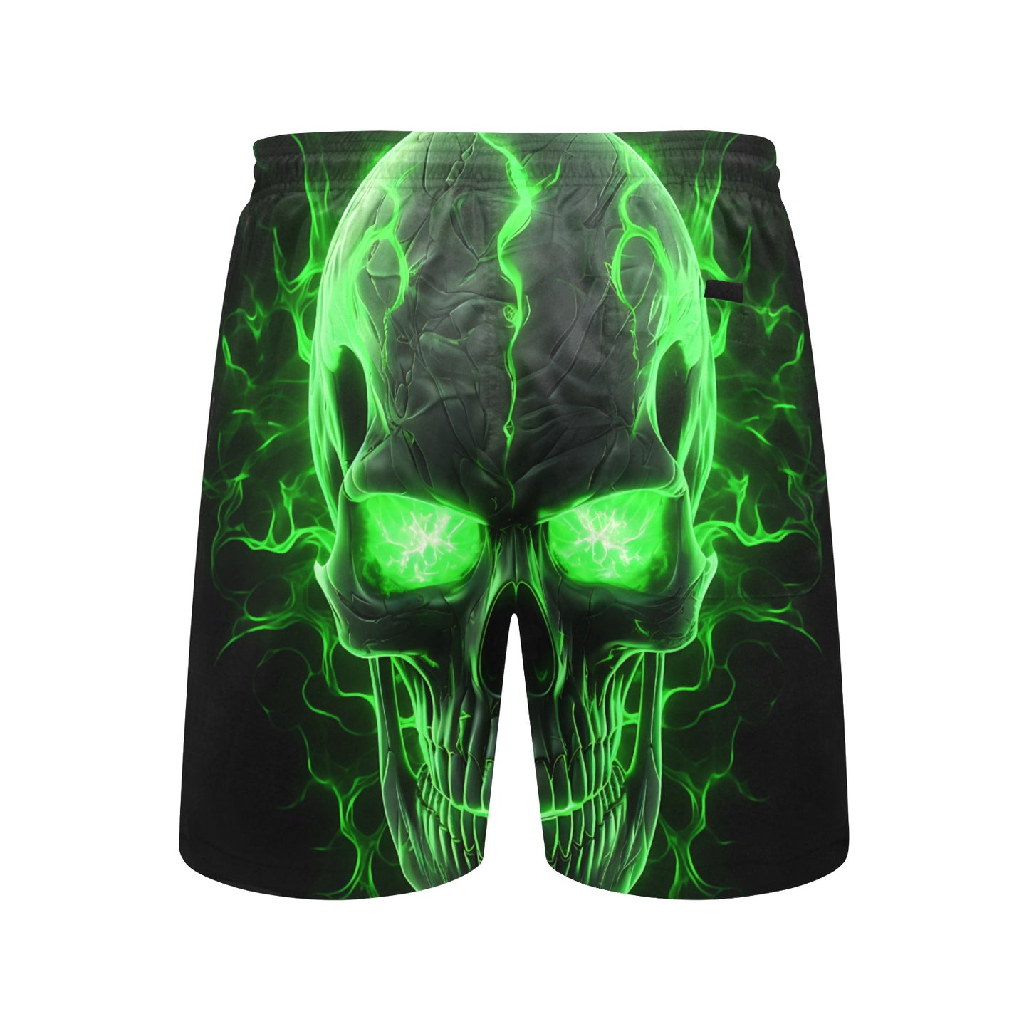 Green Lightning Skull Beach Shorts