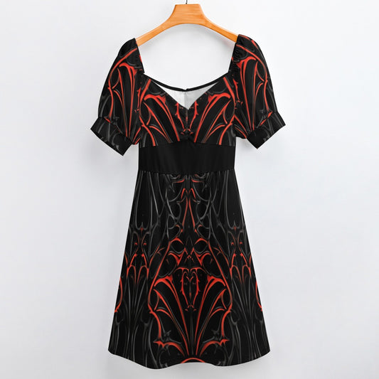 Gothic Red And Black Pattern Sweetheart Dress