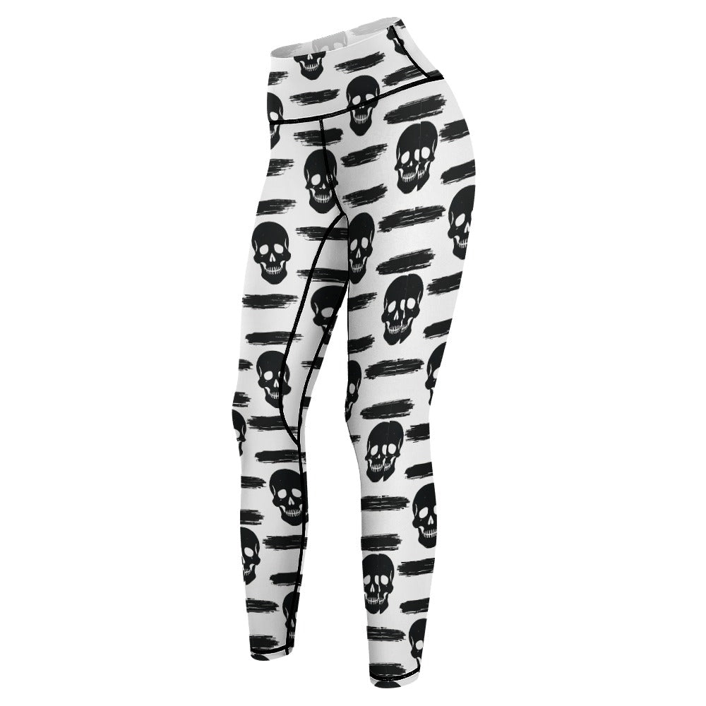 Brushstrokes Skull Design Yoga Pants