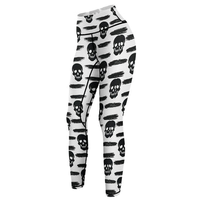 Brushstrokes Skull Design Yoga Pants