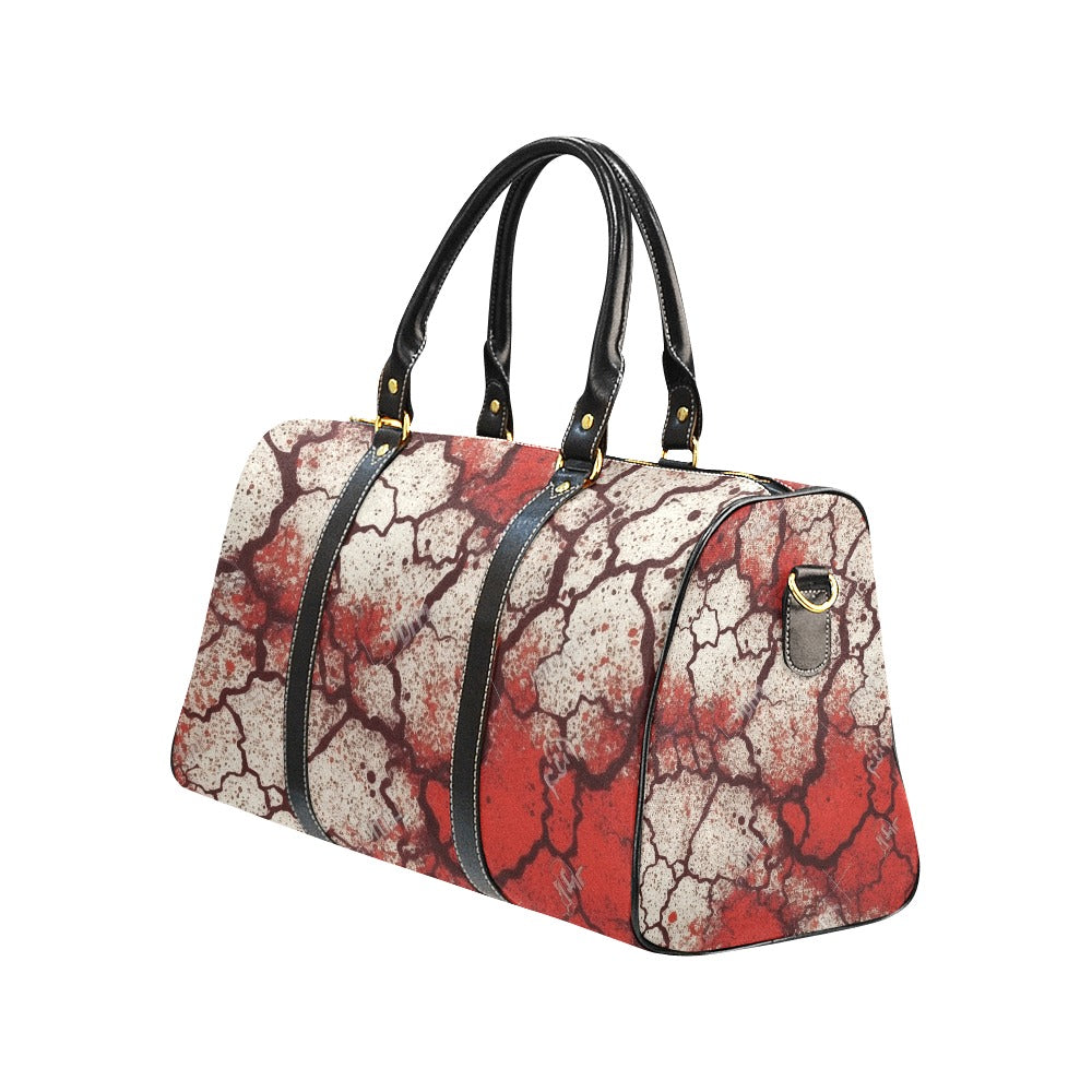 Cracked Red And White Stone Large Travel Bag