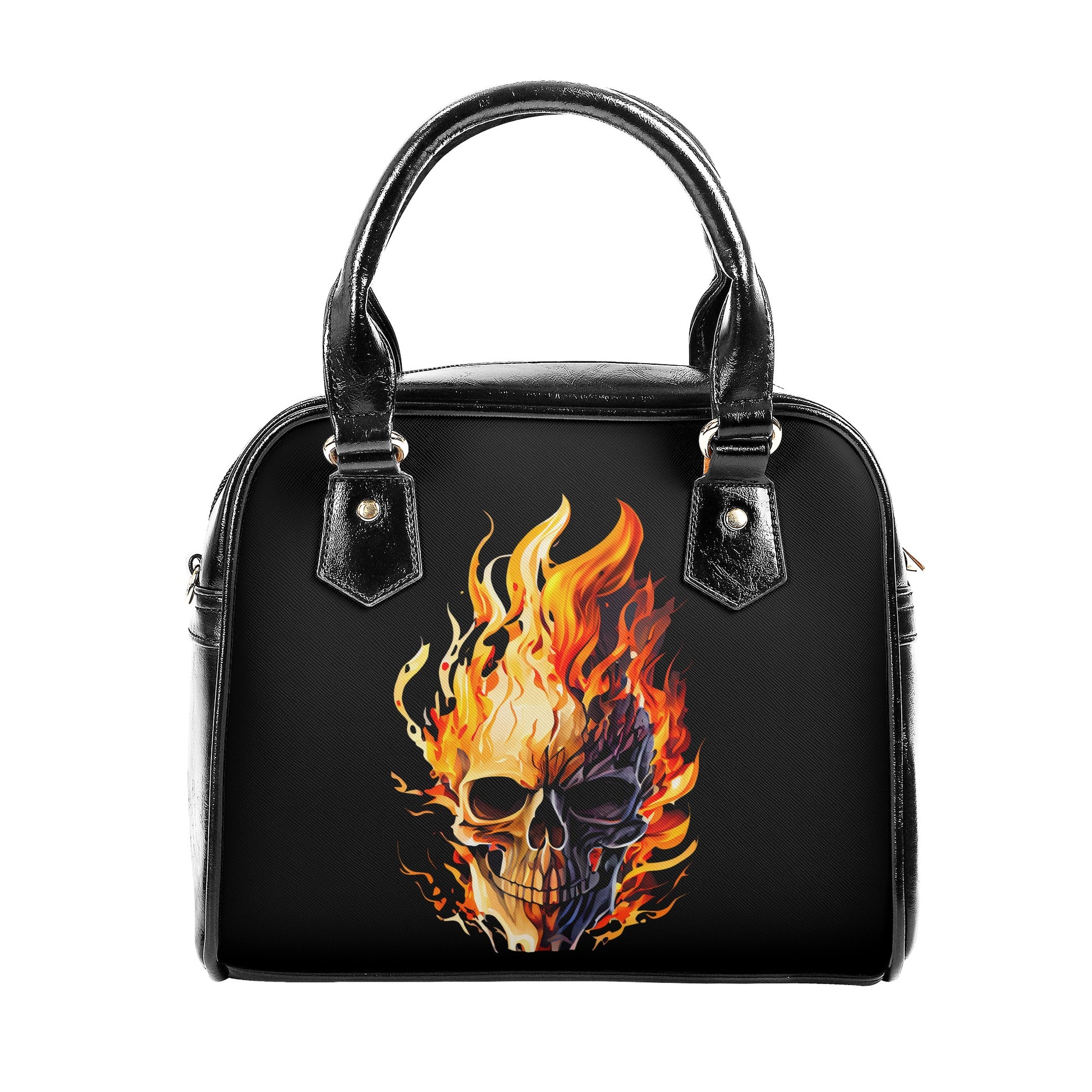 Flaming Skull head Shoulder Handbag