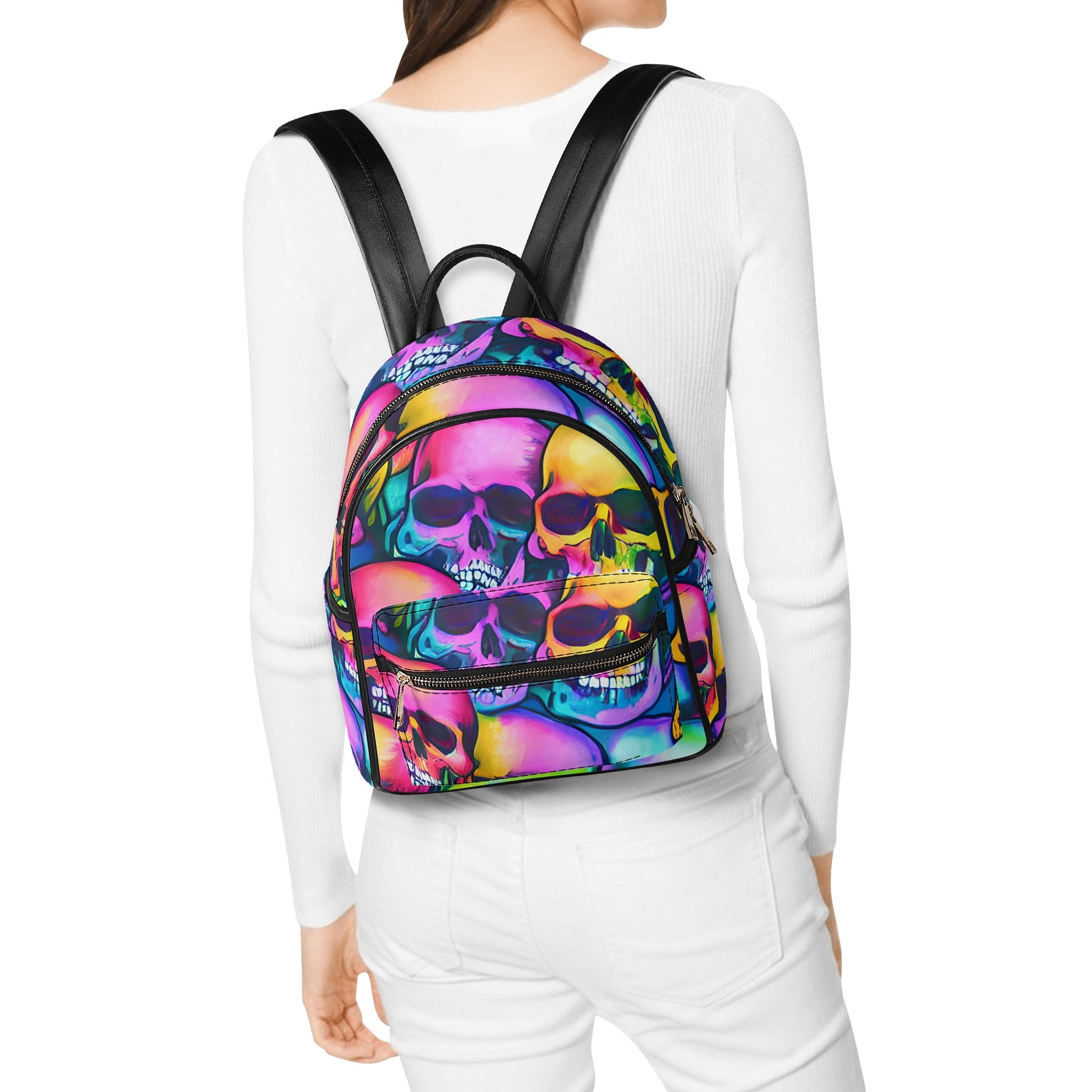 Skull Heads Colorful Casual Backpack