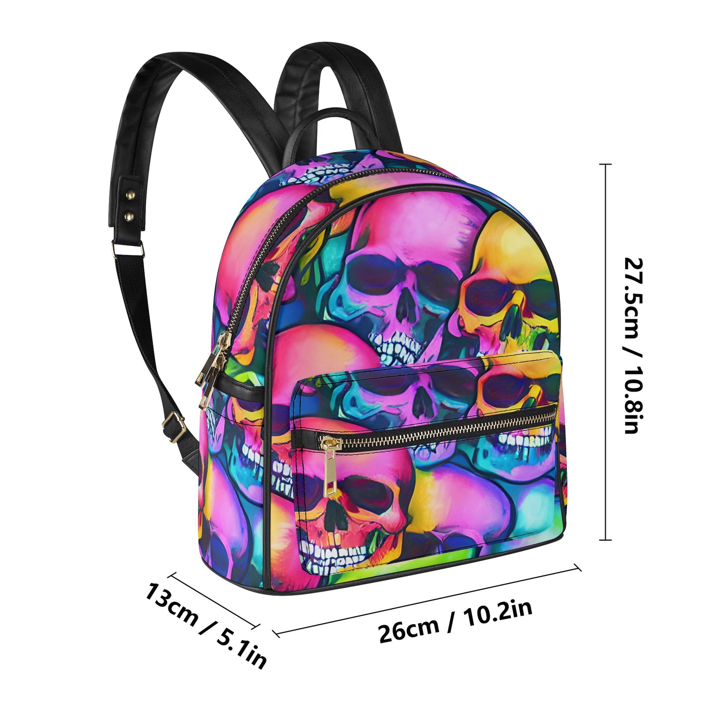 Skull Heads Colorful Casual Backpack