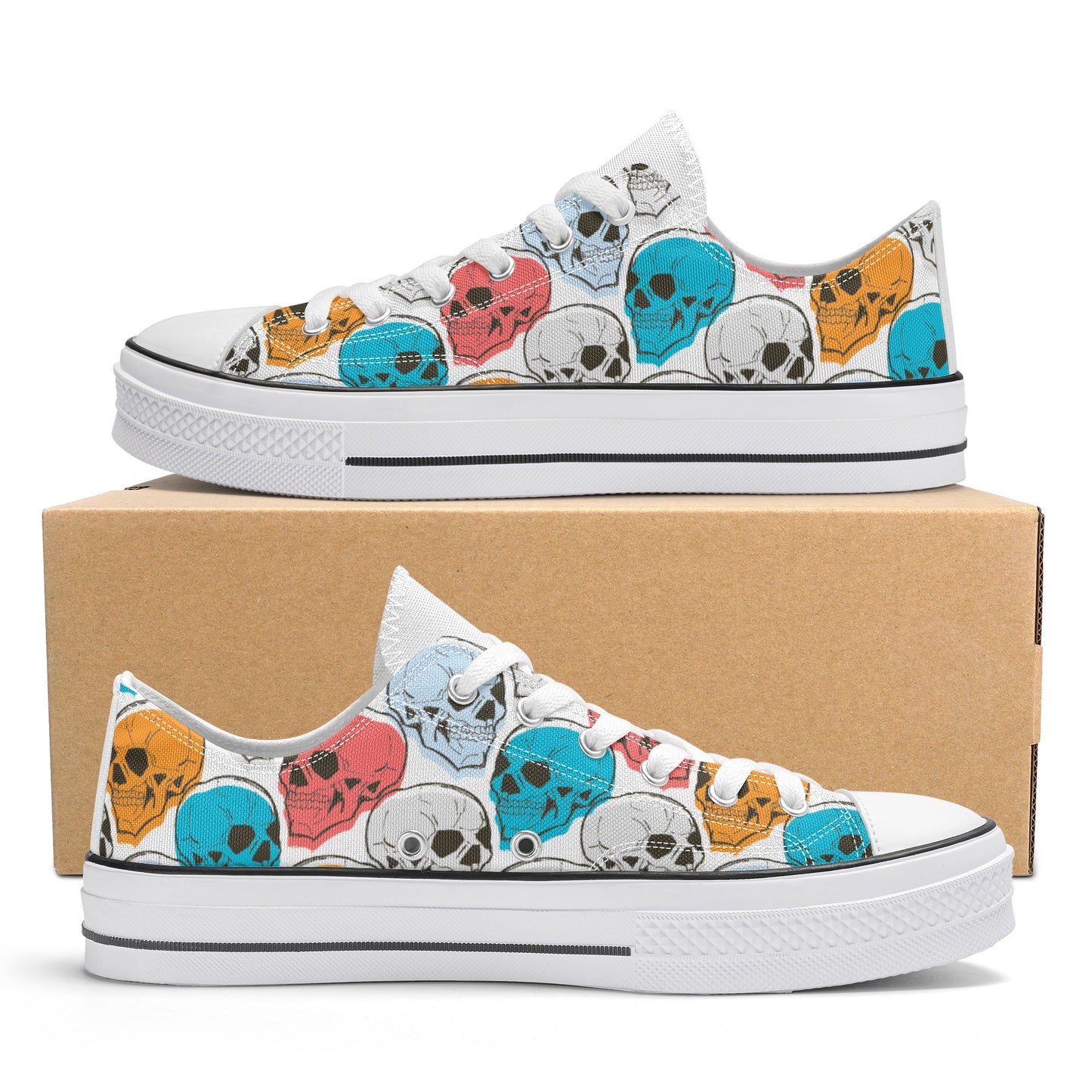 Colorful Skulls Classic Low Top Canvas Shoes