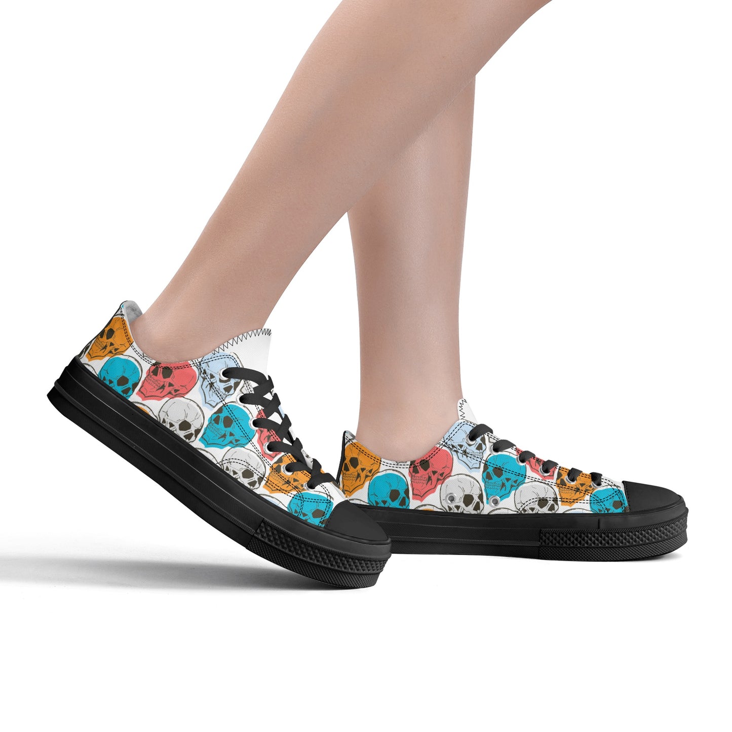 Colorful Skulls Classic Low Top Canvas Shoes
