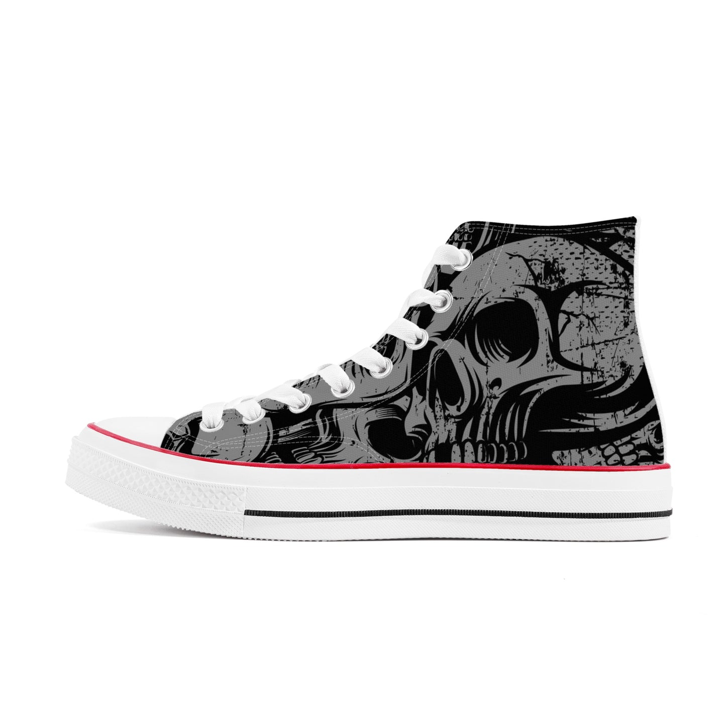 Silver Skull Classic High Top Canvas Shoes