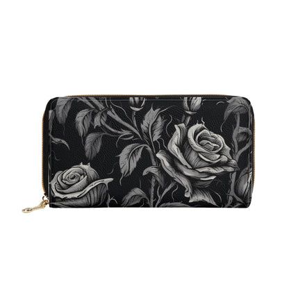 Gothic Rose Zipper Leather Wallet