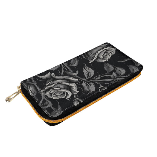 Gothic Rose Zipper Leather Wallet