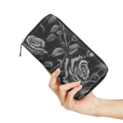 Gothic Rose Zipper Leather Wallet