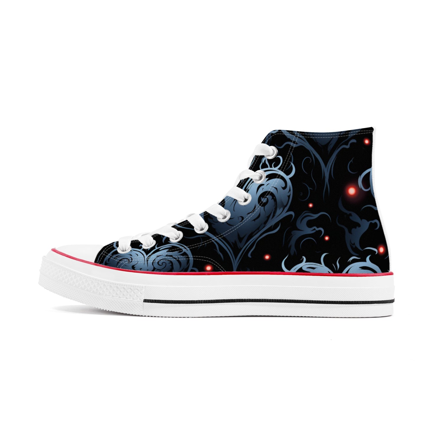 Blue Gothic Heart Classic High Top Canvas Shoes