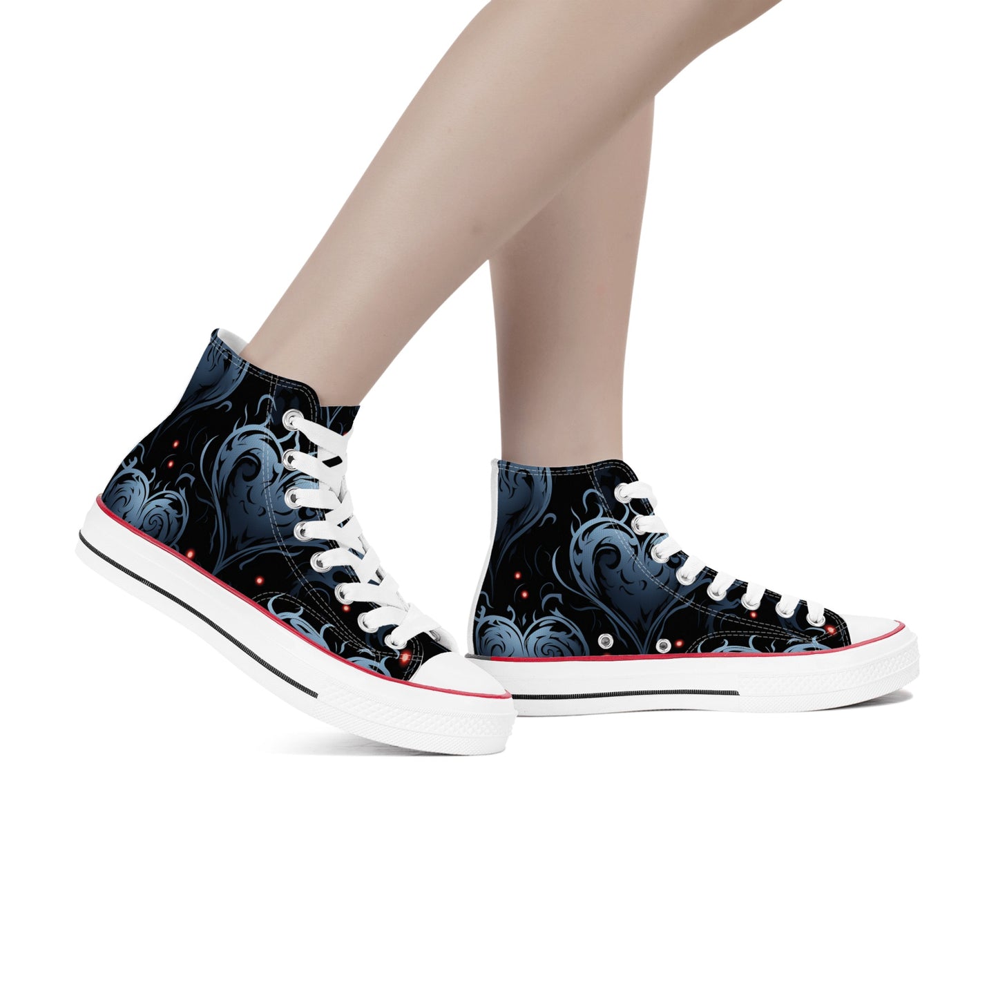 Blue Gothic Heart Classic High Top Canvas Shoes