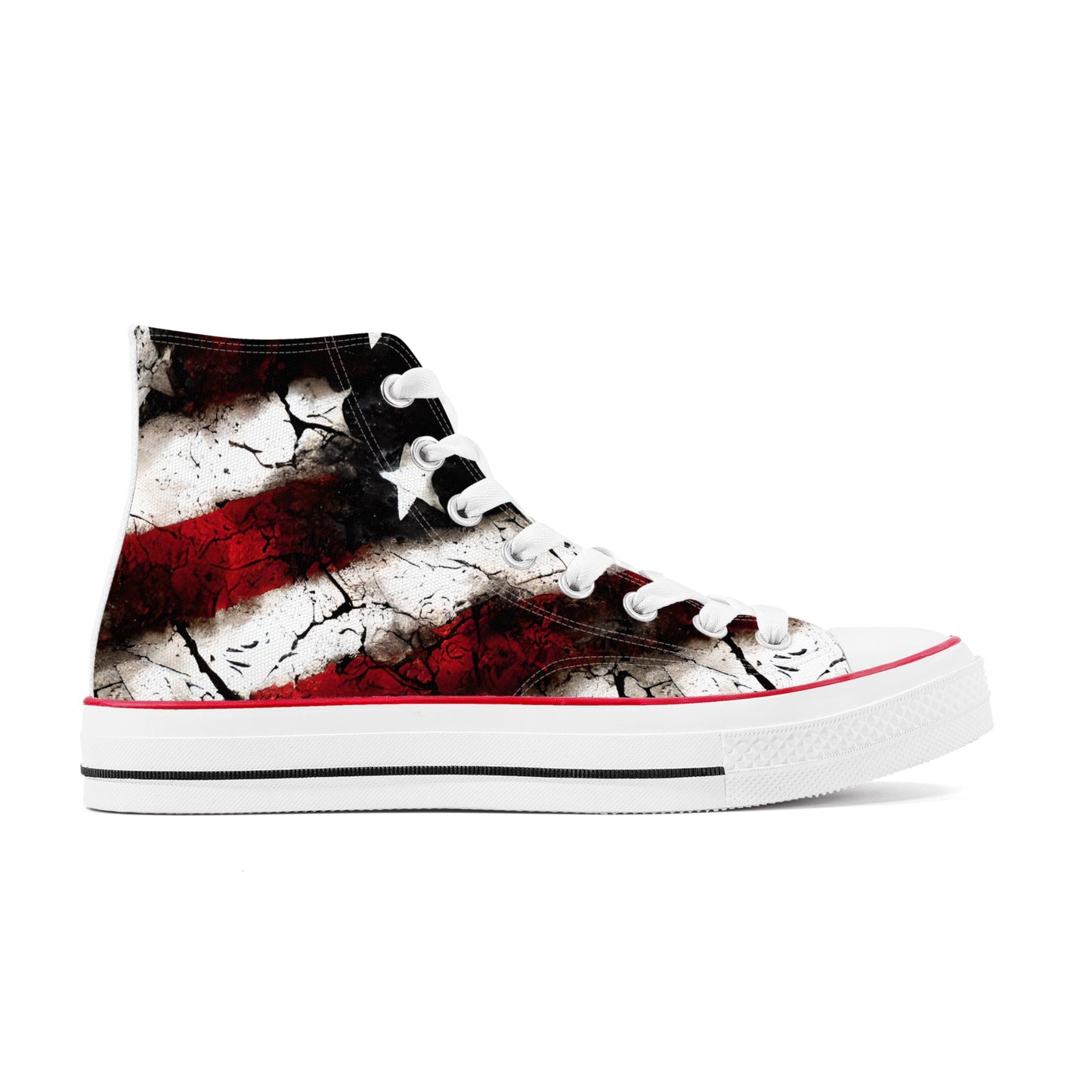 Grunge Red White And Blue Classic High Top Canvas Shoes